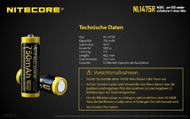 NITECORE - Li-Ion Akku Typ 14500/750mAh über Micro-USB-Kabel direkt aufladbar